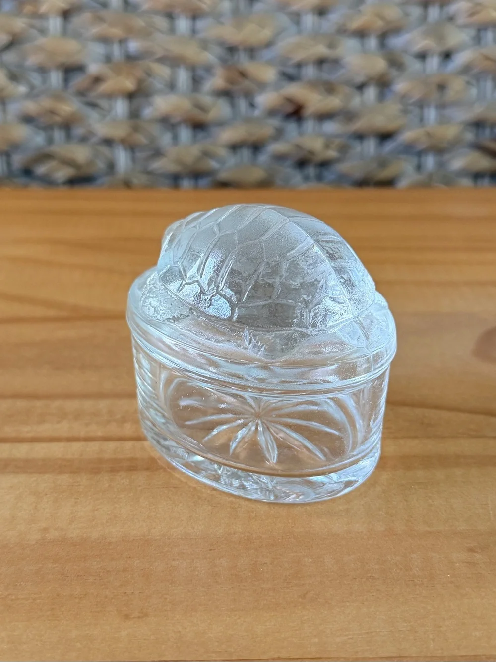 Turtle On Nest, Clear Glass, France, Small Oval Trinket Dish, Cottagecore